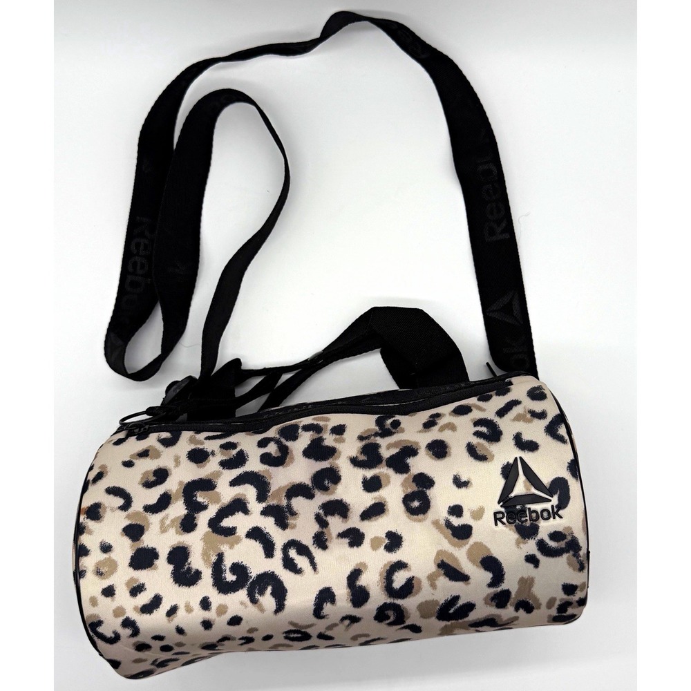 Reebok Leopard Print Small Duffel Bag Crossbody Gym Travel Shoulder Bag